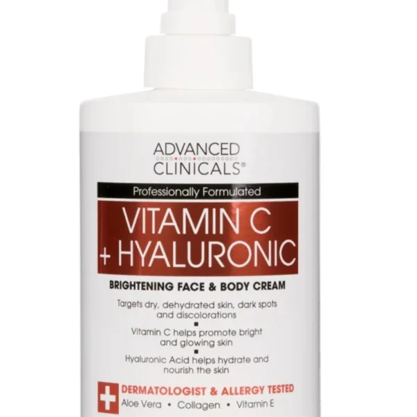 Advanced Clinicals Vitamin C + Hyaluronic Brightening Face & Body Cream 444ml