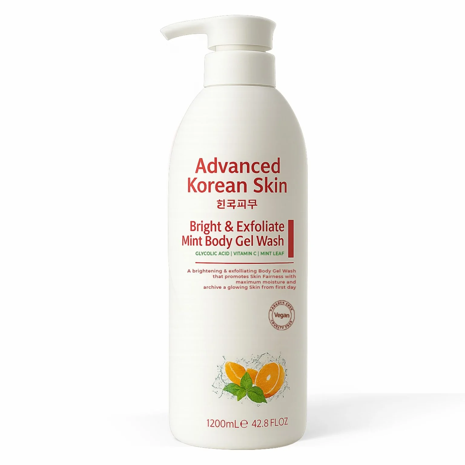 Advanced Korean Skin Bright & Exfoliate Mint Body Gel Wash 1200ML Advanced Korean Skin Bright & Exfoliate Mint Body Gel Wash 1200ML