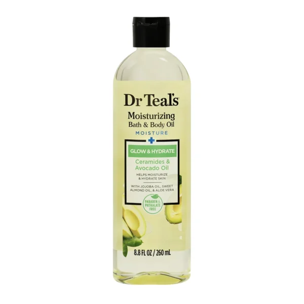Dr. Teal's Moisturising Bath & Body Oil Glow And Hydrate Ceramides & Avocado Oil 260ML