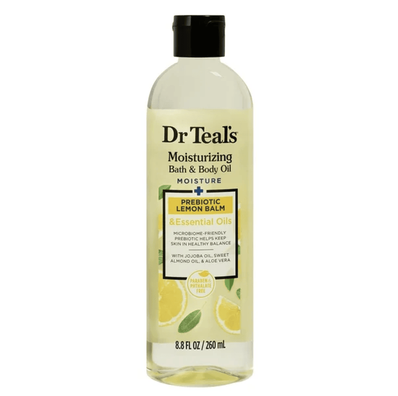 Dr. Teal's Moisturising Bath & Body Oil Prebiotic Lemon Balm & Essential Oils 260ML Dr. Teal's Moisturising Bath & Body Oil Prebiotic Lemon Balm & Essential Oils 260ML