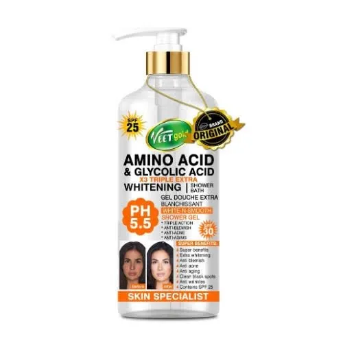Veetgold Amino Acid & Glycolic Acid Triple Extra Whitening Shower Gel 1000ml Veetgold Amino Acid & Glycolic Acid Triple Extra Whitening Shower Gel 1000ml