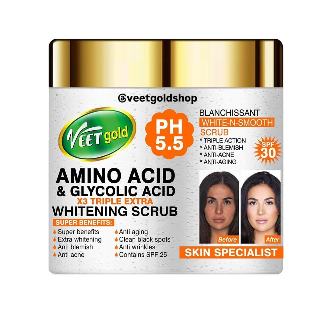Veetgold Amino Acid & Glycolic Acid Whitening Scrub 450G Veetgold Amino Acid & Glycolic Acid Whitening Scrub 450G